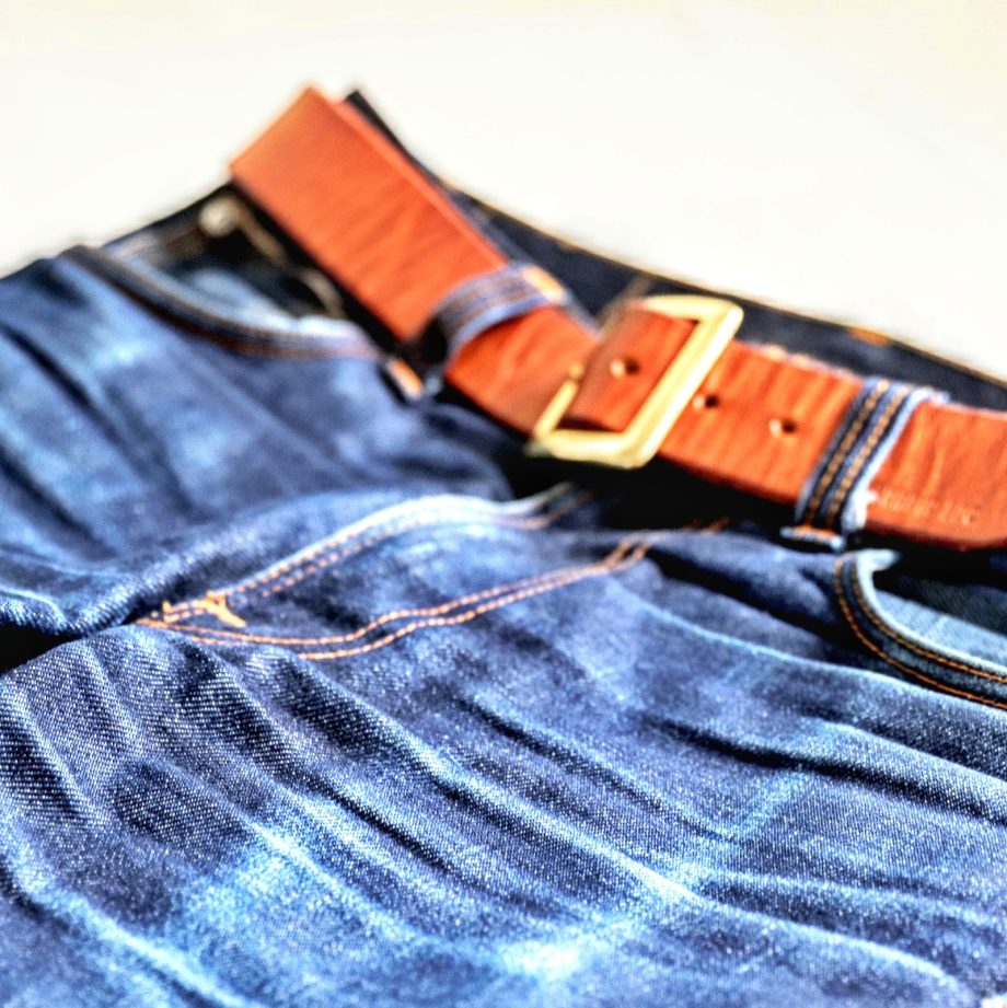 Leather belt for selvedge denim