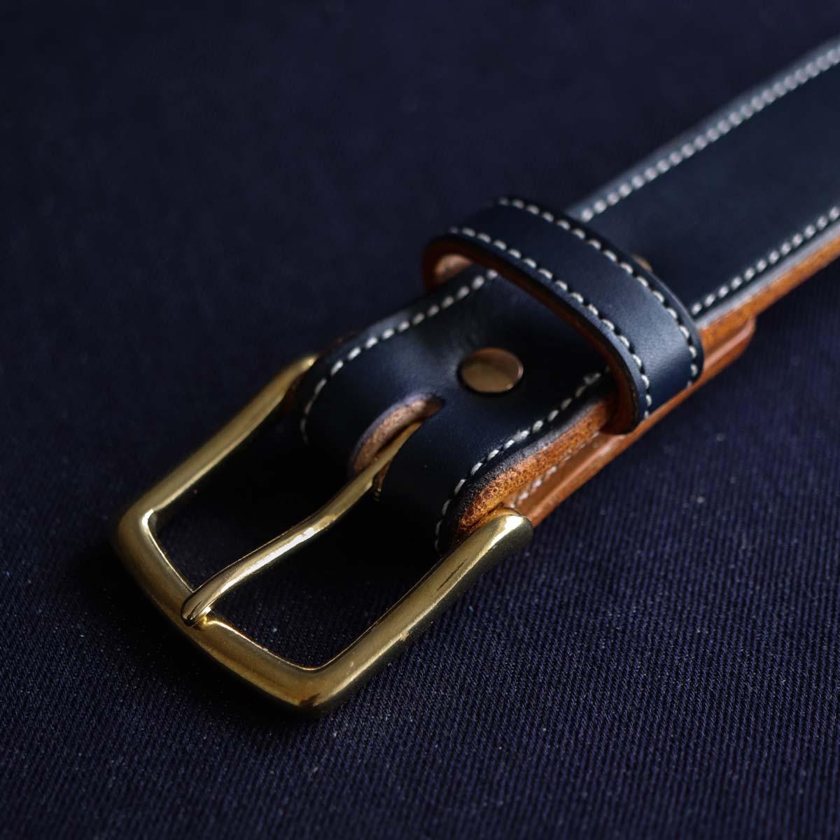 Handmade Double Stitched Leather Belt in Waxed Tan with White Stitching  (order one size larger than the waist)