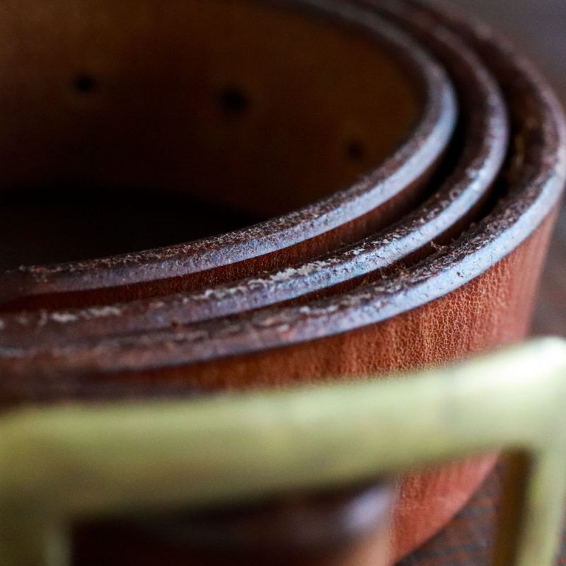 Vintage Brown Garrison Leather Belt burnished edges