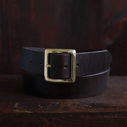 Dark brown garrison leather belt