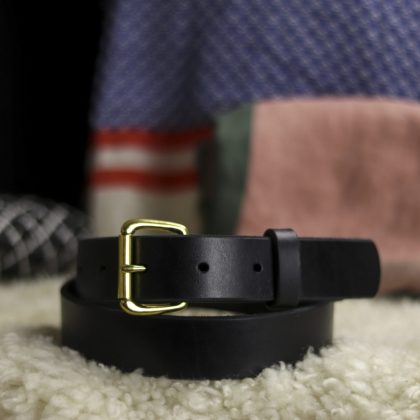 Black Slim Leather Belt