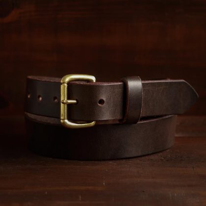 dark brown leather belt