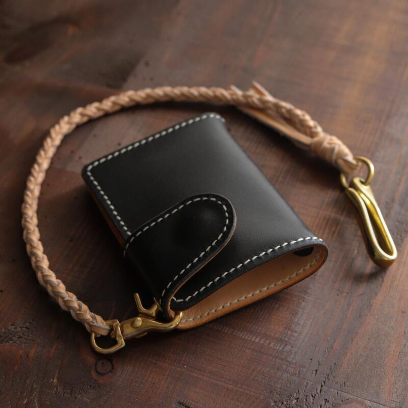 Leather Biker Wallet Black Close