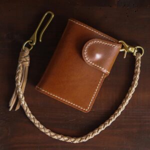 Leather biker wallet brown front