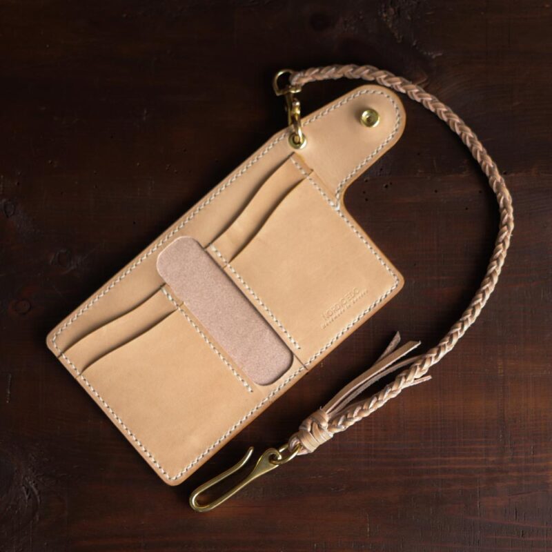 Leather Biker Wallet Natural Open