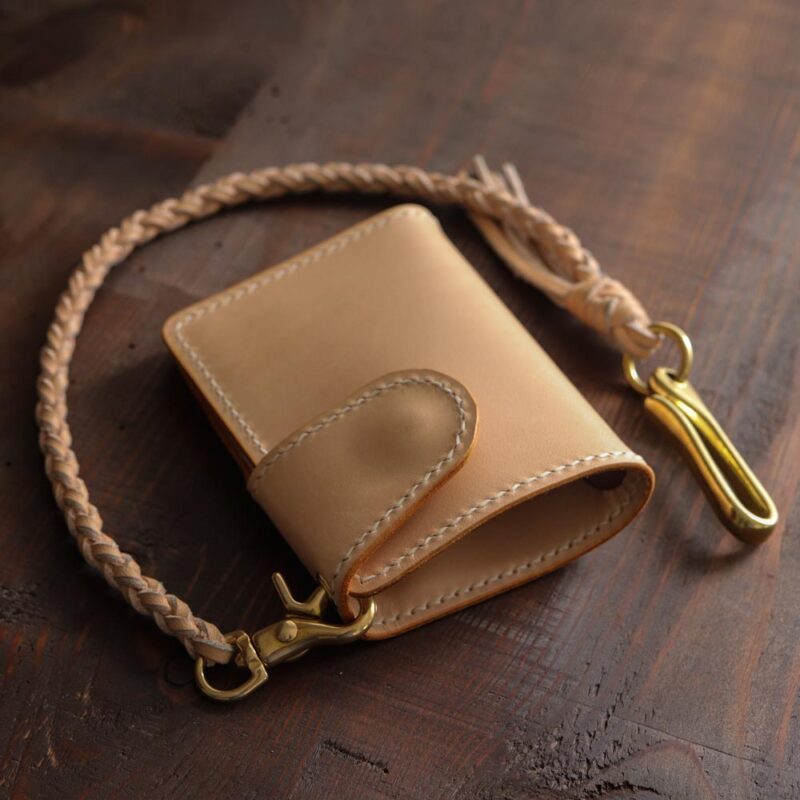 Leather Biker Wallet Natural Snap