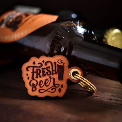 Gift for wine lovers - Fresh beer leather keychain
