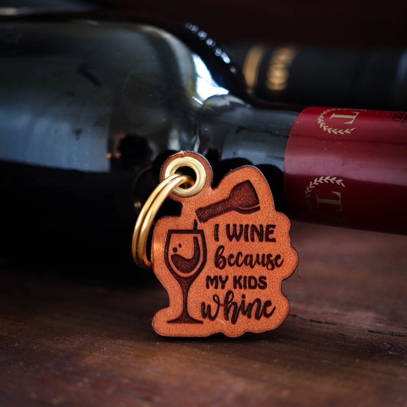 Gift for wine lovers - Kids whine leather keychain