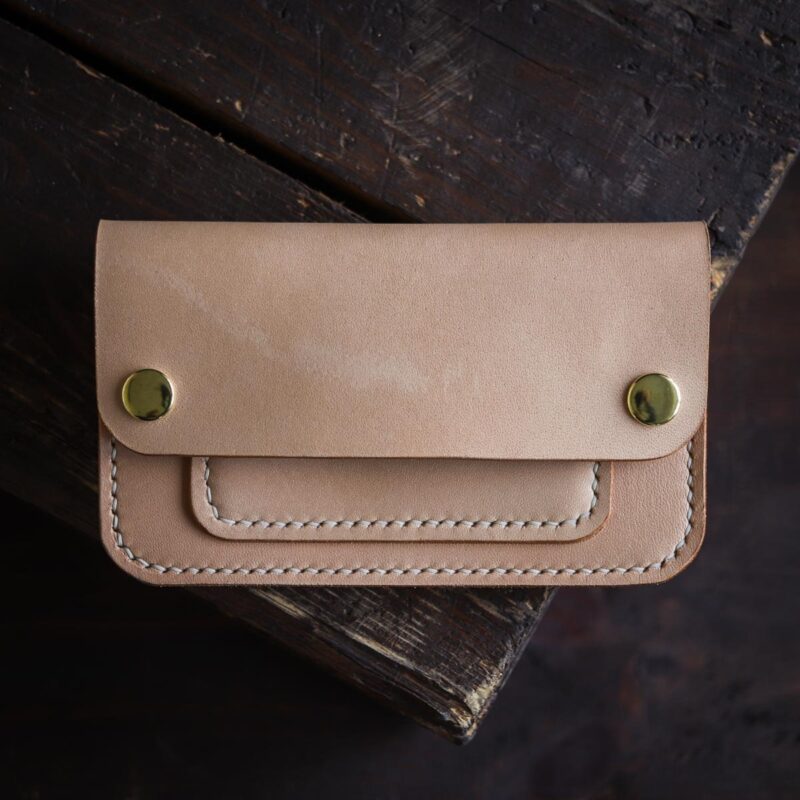 Leather trucker wallet mid natural